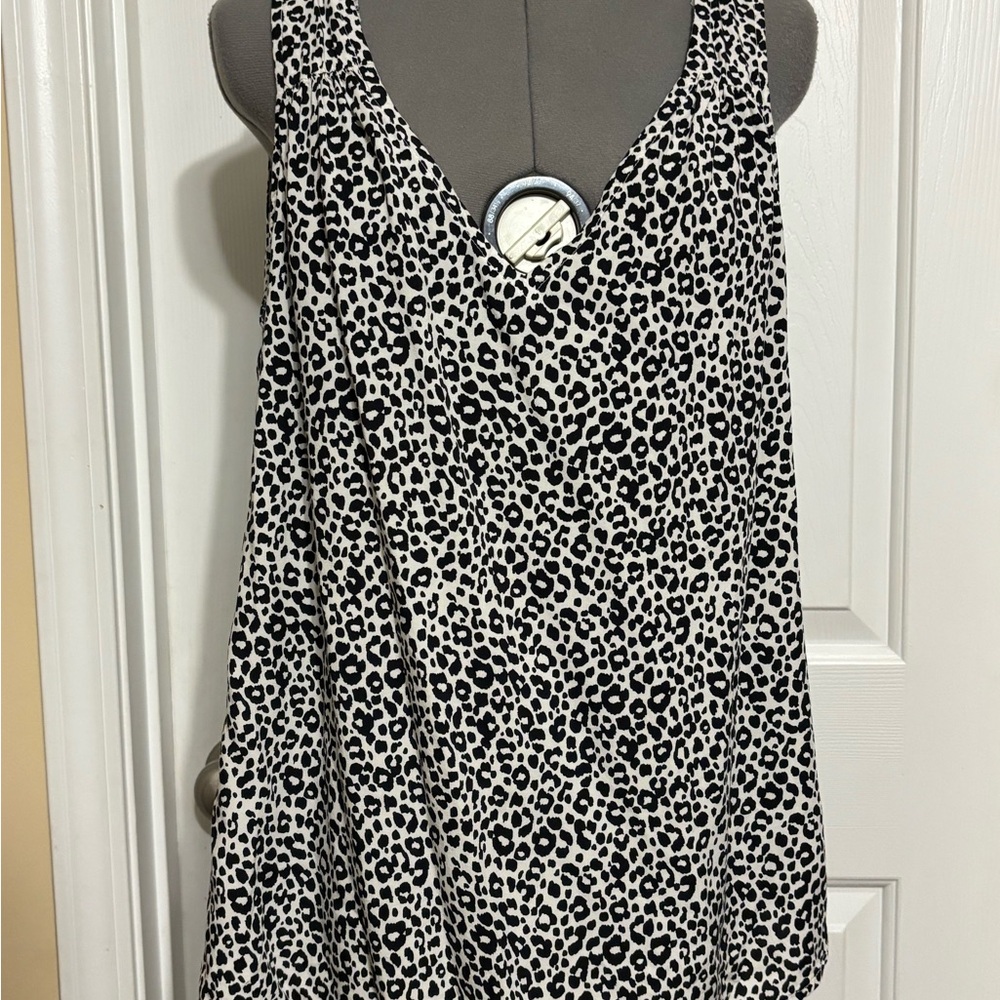 Old Navy Black and White Animal Print Tank Top